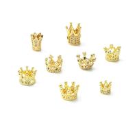DanLingJewelry 8Pcs Cubic Zirconia King Crown Spacer Beads Crystal Rhinestone Queen Crown Beads for DIY Bracelets Necklace Jewelry Making
