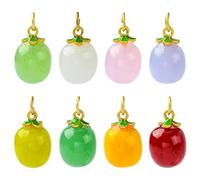 DanLingJewelry 8Pcs Fruit Lampwork Charms Handmade 3D Mini Tomato Grape Glass Dangle Pendants for DIY Earrings Necklaces Jewelry Making