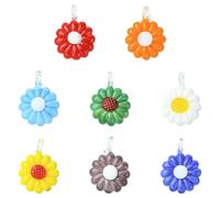 DanLingJewelry 8Pcs Mixed Color Handmade Lampwork Glass Daisy Pendnats Mini Flower Charms Cute Floral Craft Supplies for DIY Jewellery Necklaces Bracelets