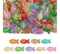 DanLingJewelry 90Pcs Lampwork Glass Fish Shaped Beads Colorful Handmade Ocean Animal Spacer Beads for DIY Bracelet Necklace Making Crafts