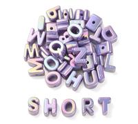 DanLingJewelry 90Pcs Random Purple Acrylic Letter Beads Large Hole UV Plated Iridescent Alphabet A~Z Beads for Jewellery Making Necklace Keychain