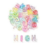 DanLingJewelry 90Pcs Random Rainbow Series Large Acrylic Letter Beads UV Plating Iridescent A-Z Alphabet Beads for Jewellery Making DIY Bracelets
