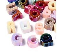 DanLingJewelry Approx 170Pcs Acrylic Letter A- Z Large Hole Beads UV Plating Iridescent Alphabet European Beads for DIY Jewellery Making Crafts