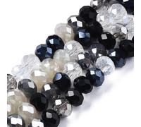DanLingJewelry Approx 1800Pcs Random Electroplate Faceted Glass Beads Black Crystal Rondelle Spacer Loose Beads for DIY Bracelets Necklace Making