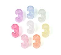 DanLingJewelry Approx 220Pcs Random Transparent Acrylic Number 3 Glow in The Dark Beads Luminous Number Large Hole Beads for DIY Keychains Beading