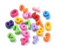 DanLingJewelry Approx 270Pcs Random Number 0-9 Large Hole Bead Random Opaque Acrylic Number Letter European Beads for Jewellery Making