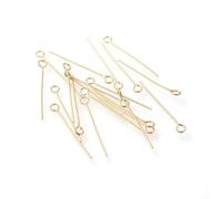 DanLingJewelry Approx 500Pcs Golden Colour Stainless Steel Eye Pins 21 Gauge Open Eyepins Head Pins for Jewellery Making Findings (0.7 mm)