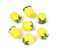 DanLingJewelry Approx 55Pcs Lemon Handmade Lampwork Beads Glass Yellow Fruit Spacer Loose Beads for DIY Necklace Bracelets Jewelry Making