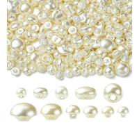 DanLingJewelry Approx 660Pcs 11 Styles ABS Plastic Imitation Pearl 1 Hole Buttons Half Round Mushroom Shape Buttons for Jewellery Making