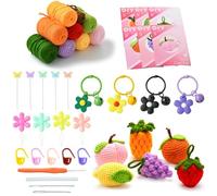 DanLingJewelry DIY Fruit Pendant Wool Yarn Crochet Knitting Kits with Step-by-Step Tutorials Strawberry Lemon Peach Fruit Crochet Kit for Knitting Supplies