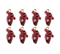 DanLingJewelry Pack of 20 Dark Red Anatomical Heart Pendants Resin 3D Human Organ Heart Shaped Gothic Charms for Jewellery Making Necklaces Bracelets