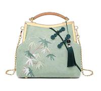 DANLINI Embroidery Tassel Clutch Purses for Women Evening Bag Party Prom Handbags Bridal Wedding Crossbody Shoulder Bags floral clutch purses, Green