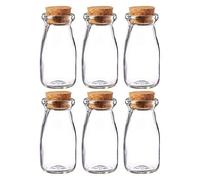 Danmu Art 100ml Mini Glass Jars with Cork Stoppers 6Pack Milk Glass Bottles Small Favor Jars Yohurt Pudding Storage Jar for Party Favors