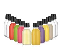 Danmu Art 16 Pack 60ml Glass Bottles with Lids - Leak Proof, Airtight Small Glass Jars for Ginger Shots, Cocktails, Essential Oils, DIY Storage - Dishwasher Safe, Freezer Safe, Reusable Mini Bottles