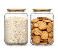 Danmu Art 2Pack 3L Glass Flour Storage Jar with Airtight Lid - Round Large Kitchen Canister for, Sugar, Pet Food & Pantry Organisation, Laundry Pods & Countertop (3 litres)
