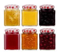 Danmu Art 6Pack Glass Jam Jars with Red Gingham Lid-Airtight 380ml/12.5oz Jars with Lid for Homemade Jam,Marmalade, Preserves, Chutneys, Pickle,Ketchups,and Kimchi Honey, Coffee & Bulk Foods(Empty)