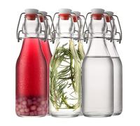 Danmu Art 6PCS Glass Bottles with Stoppers 250ml - Airtight Swing Top Bottles for Vanilla Extract Kombucha Brewing Water