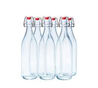 Danmu Art 6PCS Glass Bottles with Swing Top - Airtight Preserve Bottles for Home Brewing Oil Vinegar Beer Wine Cider Soda - 1000ML/35oz