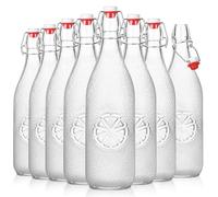 Danmu Art 8PCS 1L Glass Bottles with Swing Top Brewing Bottles Airtight Preserve Bottle for Home Brewing Oil Vinegar Beer Wine Cider Soda 1000ML/35oz (Citrus, 8)