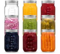 Danmu Art 9 Pack Glass Mason Jars with Airtight Lids, 480ml Pickling Jars | Sturdy Jam Jars for Pickling,Overnight Oats,Canning,Meal Prep,Glass Container for Dry Food Storage,DIY & Wedding Favours