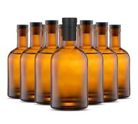 Danmu Art Brown Glass Bottles 375ml with Cork Stopper Airtight Lids - for Home Brewing Beverages Drinks,Kombucha,Syrups,Oil Vinegar (6)