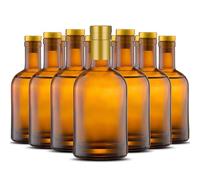 Danmu Art Brown Glass Bottles 375ml with Cork Stopper Airtight Lids - for Home Brewing Beverages Drinks,Kombucha,Syrups,Oil Vinegar (6)
