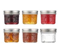 Danmu Art Small Glass Jars with Airtight Lids,6Pack 100ml Mini Mason Jar | Jam Jars for Jelly,Spice,Honey,Candle,Crafts,Canning,Wedding & Shower Favours,DIY Decor,Food Storage,Diamond Pattern Design