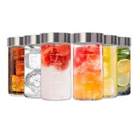 Danmu Glass Juice Bottles with Lids 10oz,Juicing Bottles Reusable 100% Leakproof for Juicing,Water,Kombucha,Milk,Milkshake,Coffee,Borosilicate Glass,6 Pack,Dishwasher Safe,Microwave Safe