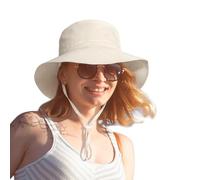 DANMY Women Wide Brimmed Sun Hat,Summer Foldable Beach Bucket Hat with UV Protection for Women Young Girls, Beige, One Size