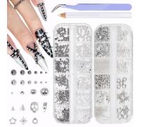 DANNEASY 3D Mini Metllic Punk Nail Art Studs, Goth Nail Charms and Rhinestones Gems Nail Piercing Charms Mixed Sizes Nail Pearls Alloy Cone Spikes Stud Rivets Jewelry for Women Manicure Decorations