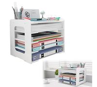 DANNEEFORSU7 Desk File Organiser, 5-Tier A4 Paper Letter Tray Organiser, Office Desktop Tidy, Document Holder A4 Paper Magazine Storage Trays for Home Office School Classroom Supplies
