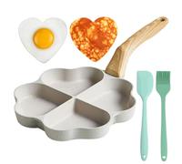 DANNEEFORSU7 Egg Pan, 4-Cup Heart Shape Nonstick Egg Frying Pan, Egg Omelette Pan, Egg Burger Pan, Multi Pancake Pan, Egg Skillet, Fried Egg Pan for Breakfast, Pancake, Suitable for All Hobs