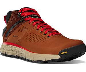 Danner Trail 2650 Gore-Tex Mid 4" Waterproof Hiking Shoes for Men - Suede and Textile Upper with Comfort Footbed, EXO Heel System & Traction Outsole, Brown/Red, 8.5 UK