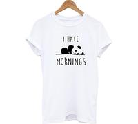 Danni Rose I Hate Mornings Panda T-Shirt Small White