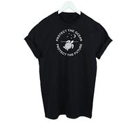 danni rose Protect The Ocean T-Shirt Turtle Vegan Plastic Sea Tee (Medium) Black
