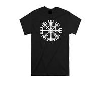 Danni rose Viking Compass T-Shirt Vegvisir The Norse Symbol Tee Top (Medium) Black