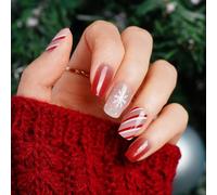 DANNI & TONI 28Pcs Christmas Semi Cured Gel Nail Wraps, Snowflakes Soft Self-Adhesive Stickers (Frosted Cheer), UV/LED Lamp Required Salon-Quality Gel Polish Strips Manicure Set
