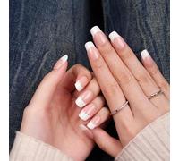 DANNI & TONI 28Pcs Darily French Tips Semi Cured Gel Nail Strips, Pink Soft Self-Adhesive Stickers,UV/LED Lamp Required Salon-Quality Gel Nail Polish Wraps,French Manicure(Happy-Go-Lucky)