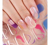 DANNI & TONI 28Pcs Semi Cured Gel Nail Wraps,Geometric Design Soft Self-Adhesive (Aqua Colourful),UV/LED Lamp Required Salon-Quality Gel Nail Polish Strips Manicure Stickers Set