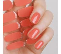 DANNI & TONI 28Pcs Semi Cured Gel Nail Wraps,UV/LED Lamp Required Salon-Quality Non-Toxic Waterproof Soft Self-Adhesive Gel Nail Stickers(Coral Delight)