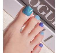 DANNI & TONI 37Pcs Semi Cured Gel Nail Strips(Seaside Splendor),Blue Marble Pattern Pedicure Salon-Quality Gel Nail Polish Strips Gold Foil Pedicure Manicure Stickers Set