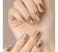 DANNI & TONI Semi Cured Gel Nail Strips Gel Nail Stickers, Marble Pattern Salon-Quality Nail Polish Strips Manicure Set(Bittersweet) 28Pcs