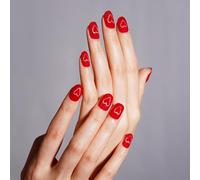DANNI & TONI Semi Cured Gel Nail Strips,Heart Shaped Cat Eyes Soft Self-Adhesive Gel Nail Stickers,Salon-Quality Gel Nail Polish Strips Manicure Stickers Set-Crimson Heart 28Pcs