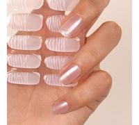 DANNI & TONI Semi Cured Nail Strips,Pearlescent Pink Corrugated Soft Self-Adhesive Gel Nail Stickers,Salon-Quality Gel Nail Polish Strips(Enchanted Siren) 28Pcs