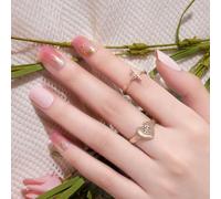 DANNI & TONI Semi Cured Nail Strips,Pink Ombre Soft Self-Adhesive Gel Nail Stickers,Sun and Star Gold Foil Salon-Quality Gel Nail Polish Strips(Star-Filled Sky) 28 Stickers