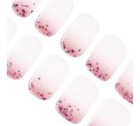 DANNI & TONI Semi Cured Nail Strips, Sequin Glitter Flakes Soft Adhesive Gel Nail Stickers, Salon Quality Gel Nail Polish Strips Manicure Stickers Set (Glitter Cascade) 28pcs