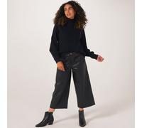 Dannii Minogue Faux Leather Wide Leg Crop Trousers petite BLACK SIZE 10