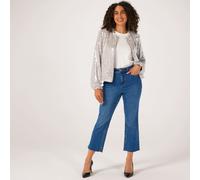 Dannii Minogue Raw Hem Kick Flare Jean Petite MID WASH SIZE 12