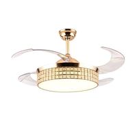 DANNMPX Fan Ceiling Light LED Crystal Ceiling Fan Light Stealth Blades Remote Control 3 Color Dimming With Lights For Living Room