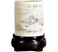 DANNMPX Pen Holder Ceramic Pen Holder Chinese Style Engraving Decoration Ink Creative Stationery Office To Send Teachers Pencil Cup Organizer(A)